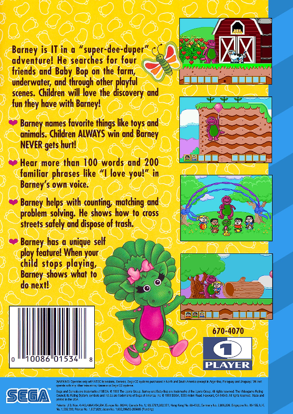 Barney's Hide & Seek Game Sega Genesis