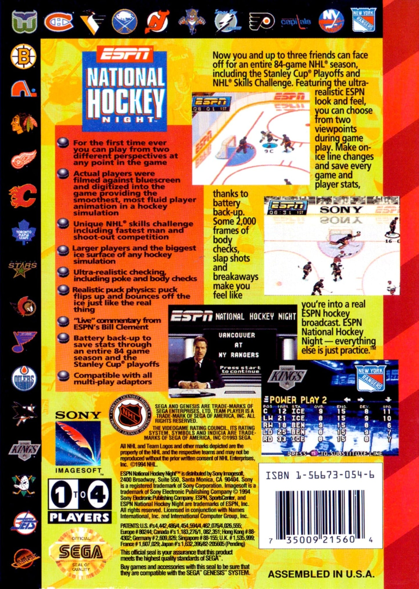 ESPN National Hockey Night Sega Genesis